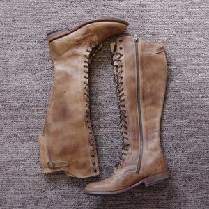 Women's Bed Stu Della tall boot lace up Tan size